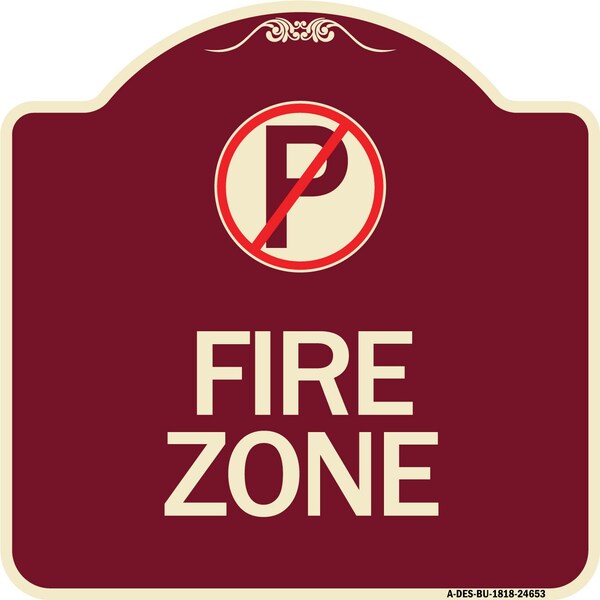 Designer Series No Parking, Burgundy Heavy-Gauge Aluminum Sign, 18" x 18", BU-1818-24653
